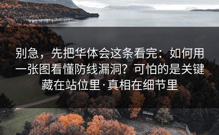 别急，先把华体会这条看完：如何用一张图看懂防线漏洞？可怕的是关键藏在站位里·真相在细节里